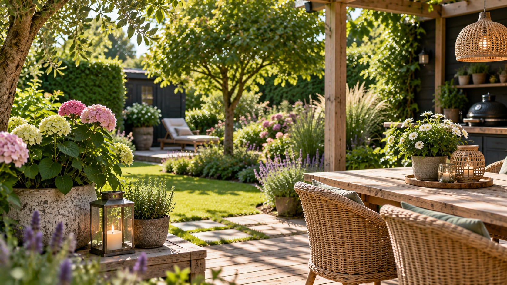 Verzorgde tuin met terras